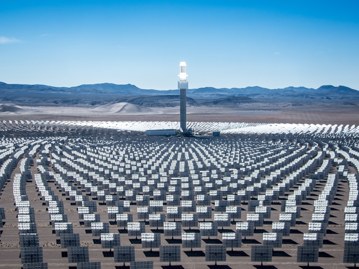Solar farm installation on BLM land in the Nevada Crescent Dunes.