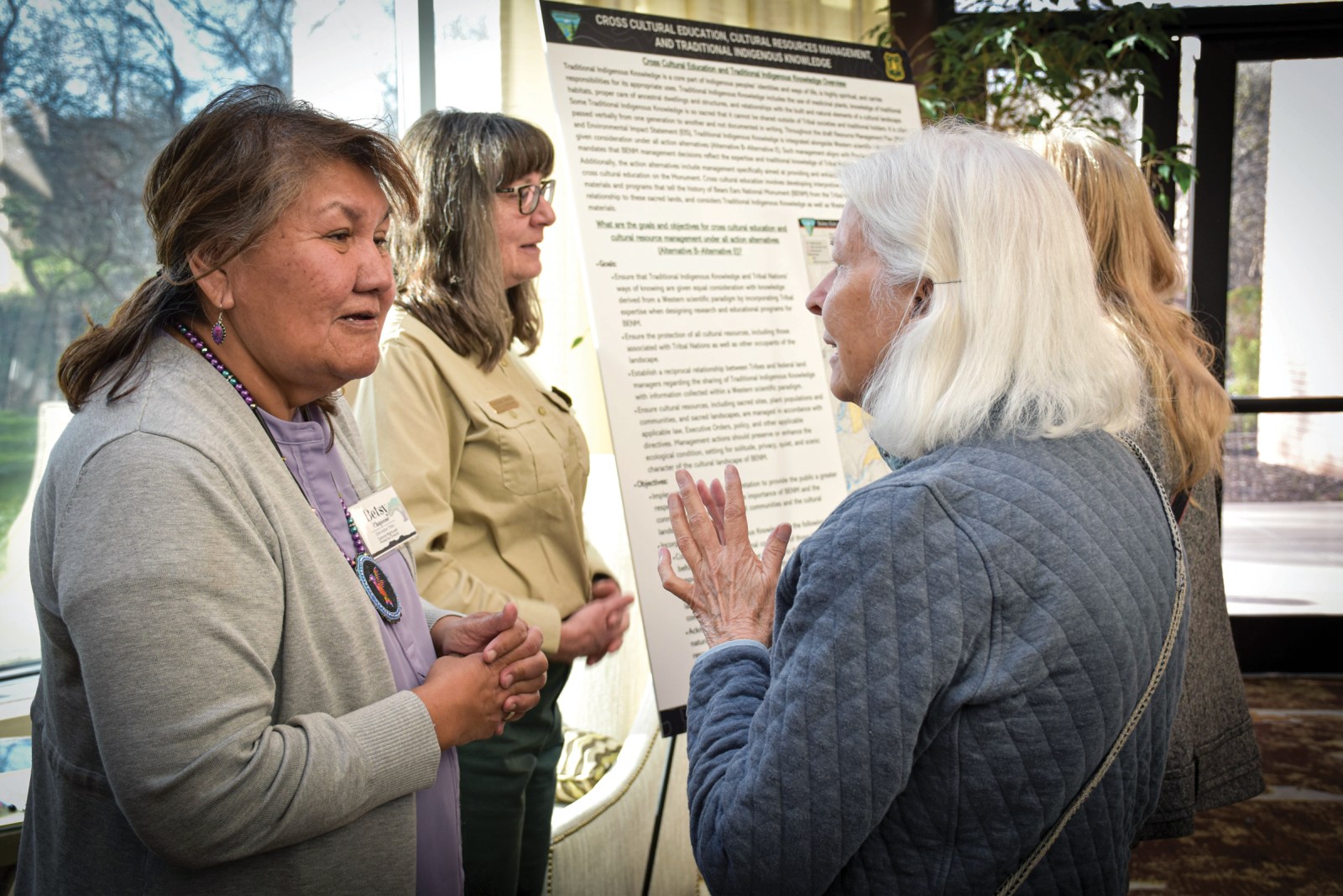 Betsy Chapoose, cultural rights and protection director for the Ute Indian Tribe, at a public meeting for the new management plan.