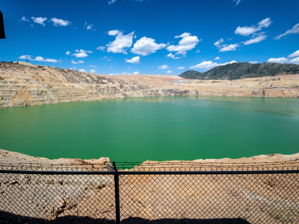 The Berkeley Pit in Butte, Montana, filled with acidic, heavy metal-laden water after the mine closed in the 1980s. It’s now a Superfund site.