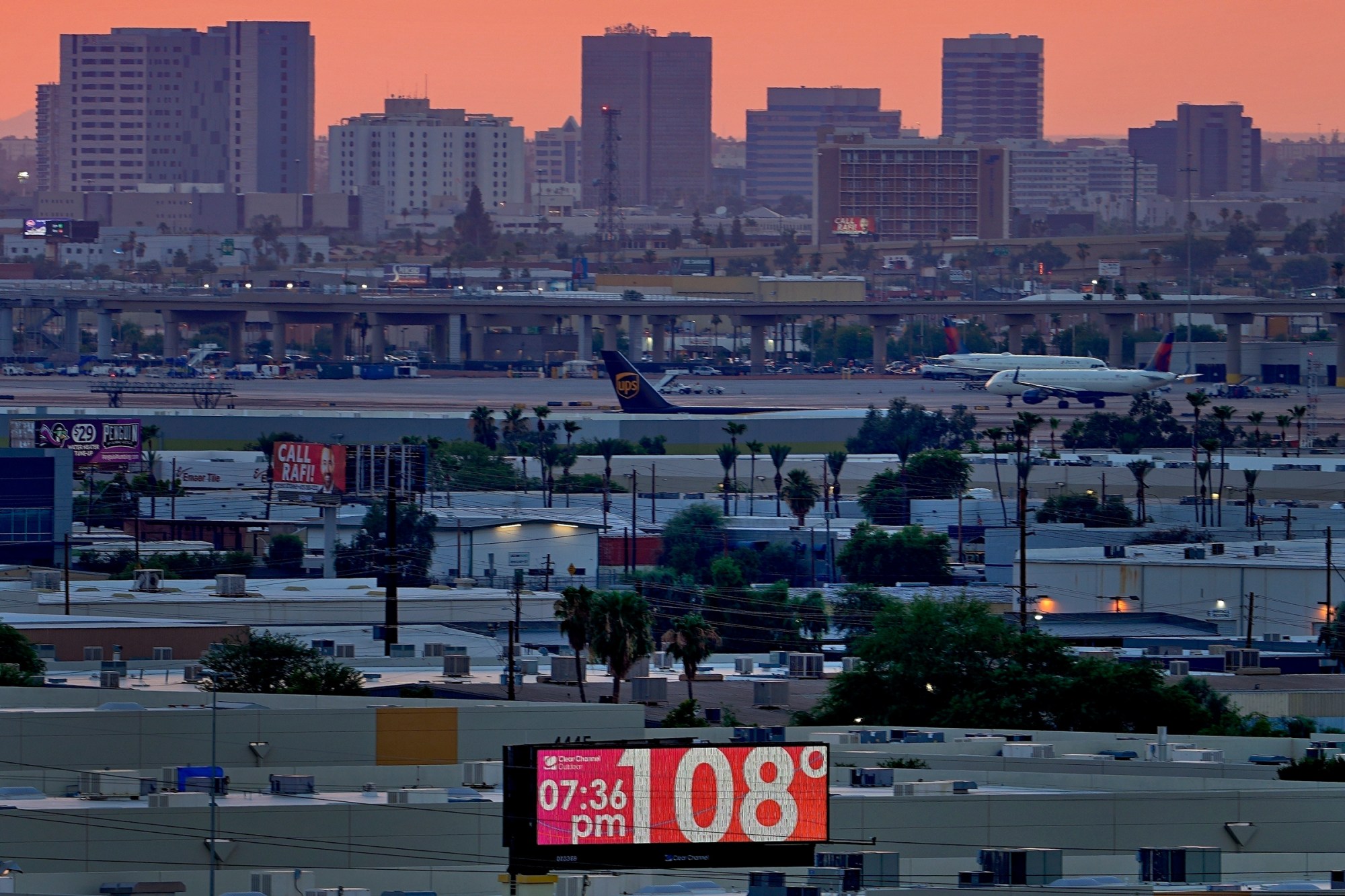 Dusk in Phoenix during July 2023, when the city saw 20 straight days of extreme heat.