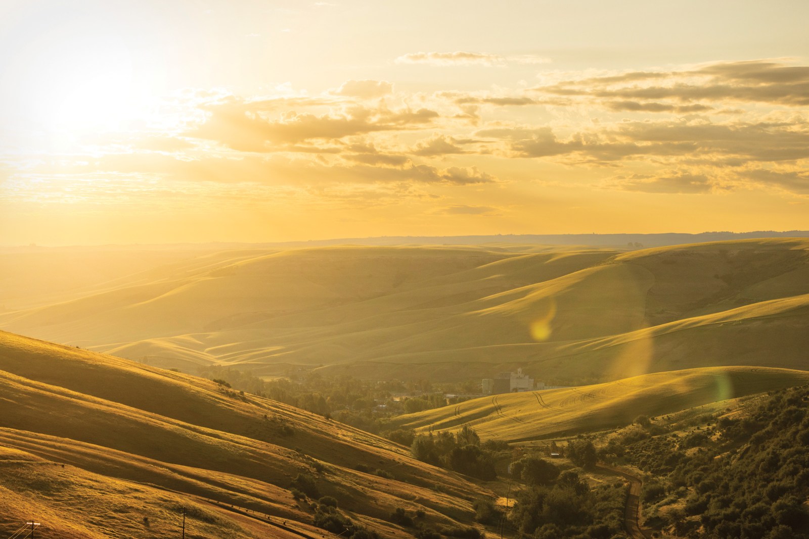 The sun rises over Lapwai, Idaho, on the Nez Perce Reservation. Since 2022, the Nez Perce Tribe has been installing solar energy infrastructure. The tribe’s goal is to eventually produce 5,311 megawatts of energy to replace the electricity generated by the four Lower Snake River dams.