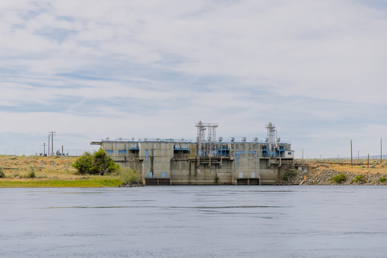 An intake pump still stands on the Columbia River. It once supplied Hanford reactors with enormous amounts of water for cooling.