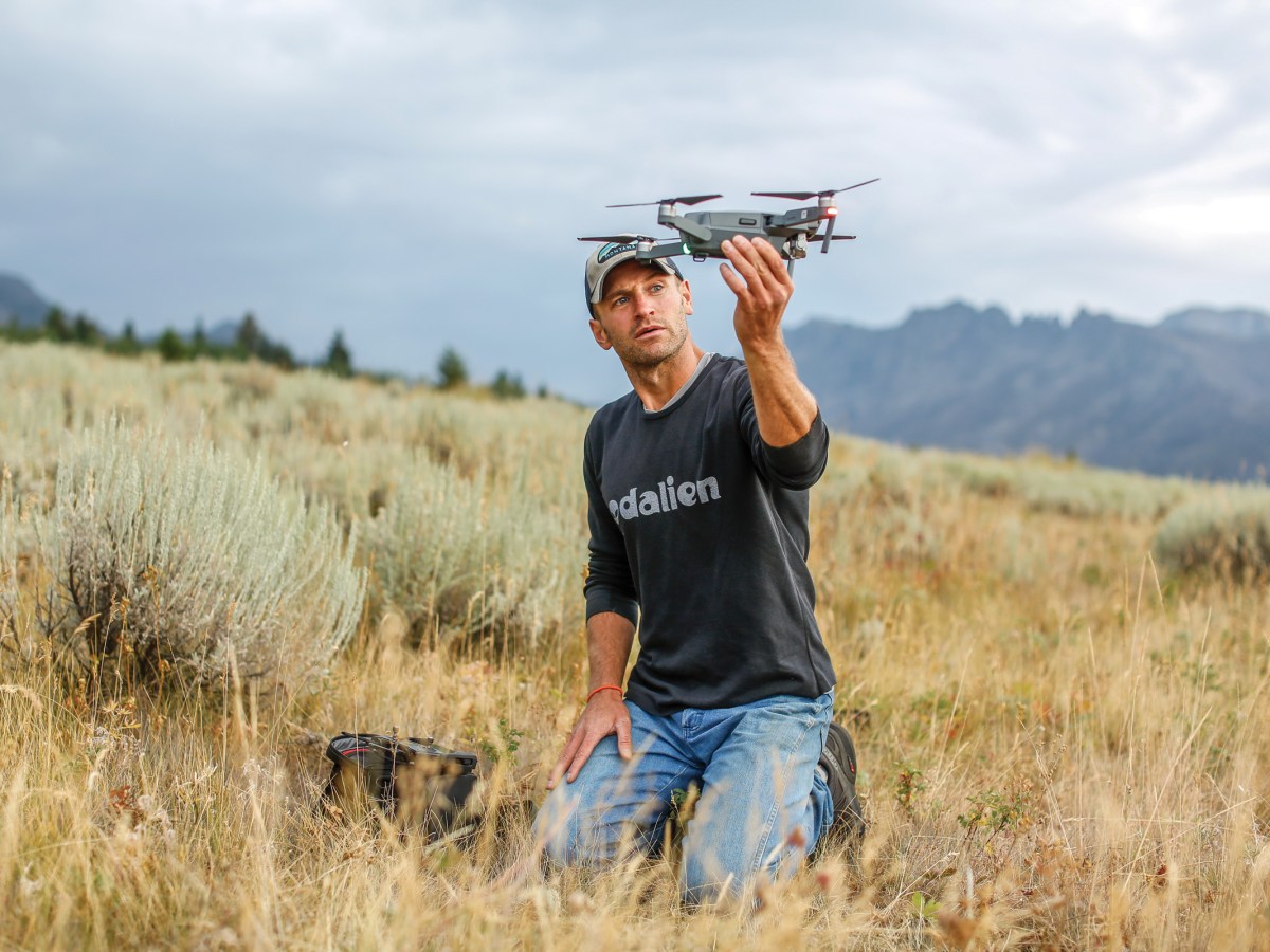 Daniel Anderson holds a drone on his family’s ranch in Montana’s Paradise Valley.