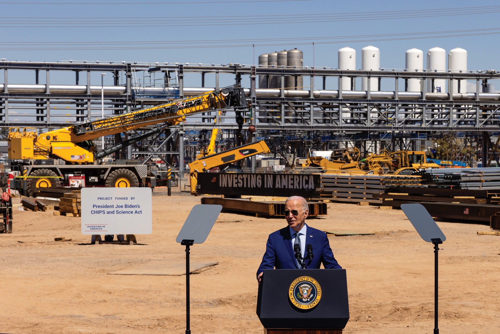 President Joe Biden at the Intel Ocotillo campus in Chandler, Arizona. Intel received the largest investment under the Biden administration’s CHIPS Act.