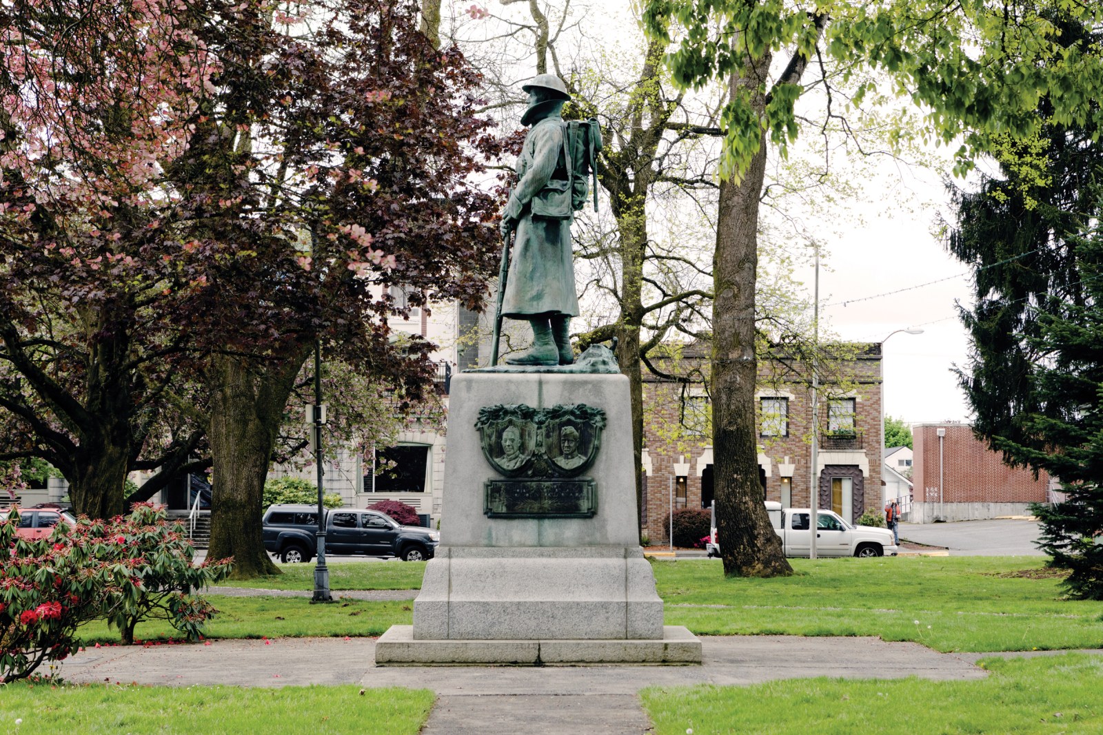 “The Sentinel,” a statue in George Washington Park in Centralia, Washington.